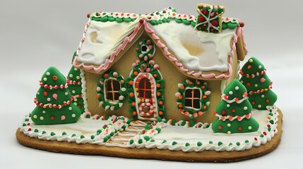 Obraz premium Ornate Gingerbread House Decorated With Festive Trees