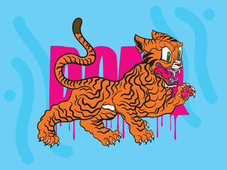 pop art tiger illustration with japanese style for kaijune event
