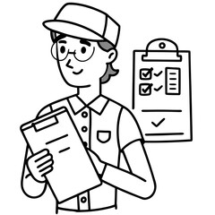 delivery man with checklist illustration