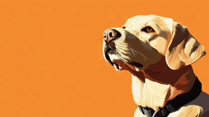 close up Guide Dog against light brown background with copy space, A guide dog, symbolizing support and independence for visually impaired people.