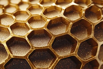 Obraz premium Honeycomb texture close-up nature macro photography detailed surface artistic perspective natural patterns for seo impact