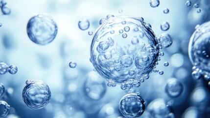 Vivid Close-Up of Bubbles Rising in Clear Liquid, Highlighting the Beauty of Water and Light Play, Perfect for Illustrating Purity and Freshness Concepts