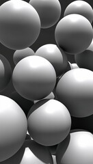 Floating spheres with overlapping shadows creating depth