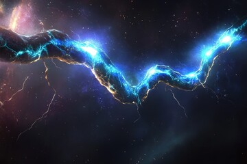 Stunning cosmic lightning against a starry galaxy background