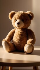 Obraz premium Teddy Bear, Plush Toy, Stuffed Animal, Soft and Cute, Childhood Comfort, Adorable Companion, Warm and Cozy, Nostalgic Gift, Playful, Snuggle Buddy, Kids Toy, Comforting Presence, AI Generated