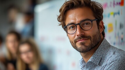 Fototapeta premium Portrait of a Confident Man in Glasses