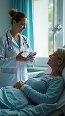 Obraz premium Doctor Supporting Patient In A Modern And Compassionate Hospital Room