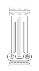 Ancient column outline. Ancient Greek architecture and culture. Building in dorian and baroque style. Minimalistic creativity and art. Linear vector illustration