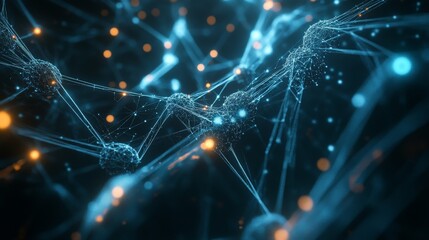 A futuristic concept of AI learning patterns, visualized through nodes and connections on a large display.