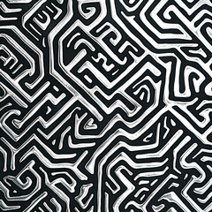 Abstract geometric pattern with intricate lines on a contrasting dark surface, showcasing a modern artistic design.