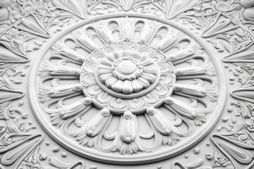 Obraz premium Intricate ornate ceiling design historic building architectural detail indoor close-up artistic expression for home decor