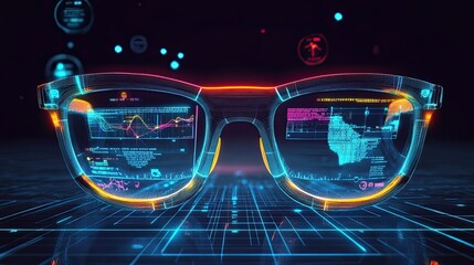 Futuristic Glasses with Holographic Displays and Data Overlays