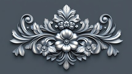 Silver Ornamental Floral Design with Intricate Details