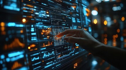 businessman or analyst working with business analytics and data management system on virtual screen make a report with kpi and metrics corporate strategy for finance operations sales marketin
