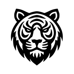 Tiger head black outline vector illustration, tiger logo style