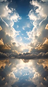 Bright Sunlight Amid Fluffy White Clouds