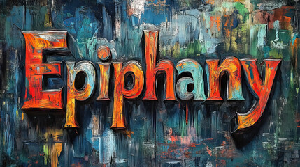 The word "Epiphany" in artistic lettering for Epiphany Day Christian festival.