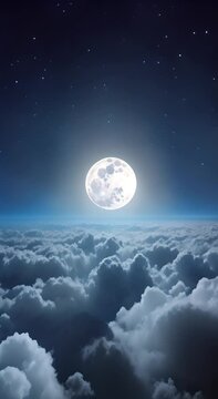Starry Night Sky with Clouds and Moon