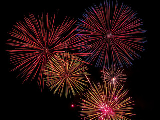 Obraz premium Colorful fireworks display illuminating the night sky during a festive celebration