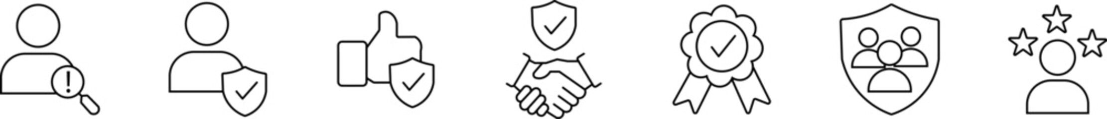 Trust banner web icon concept. Company reputation management icons set.