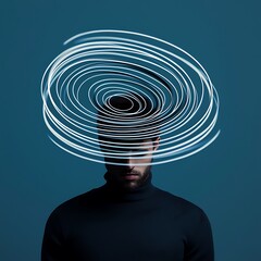 Man with Swirling Light Around Head Concept