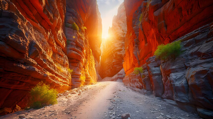 Golden Hour Canyon Landscape Illustration