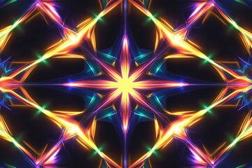 Vibrant abstract light pattern with multicolored symmetrical design