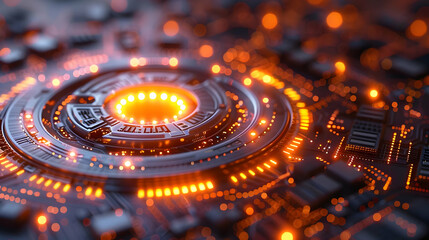 Abstract 3D Render of Illuminated Tech Circuitry