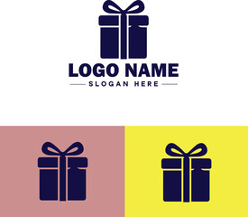 Gift shop icon Souvenir shop Curio shop Specialty store flat logo sign symbol editable vector