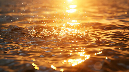 Golden Water Droplets Sunset Background Illustration