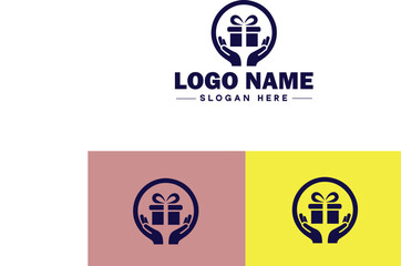 Gift shop icon Souvenir shop Curio shop Specialty store flat logo sign symbol editable vector