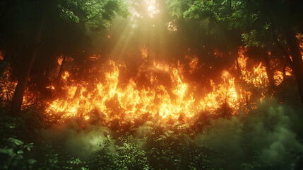 Forest Fire 3D Illustration