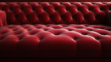 Fototapeta premium Close-up of a Red Velvet Sofa