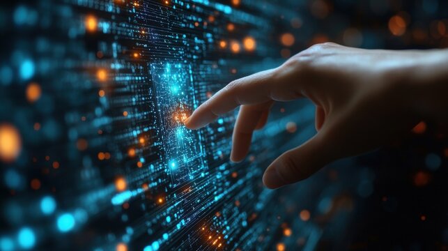 training webinar e learning skills business concept person touch virtual screen of online training for digital courses to develop new skill