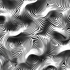 A monochrome abstract texture displays fluid, wavy lines creating depth and movement, perfect for modern art or design projects.