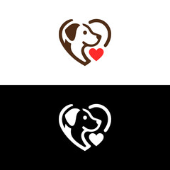 dog love pet care animal logo vector illustration template design