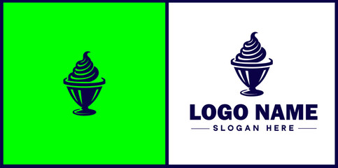 Ice Cream Parlor icon Ice cream shop Ice cream café Gelato parlor flat logo sign symbol editable vector