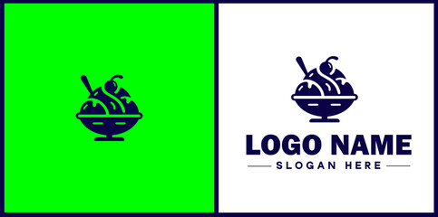 Ice Cream Parlor icon Ice cream shop Ice cream café Gelato parlor flat logo sign symbol editable vector