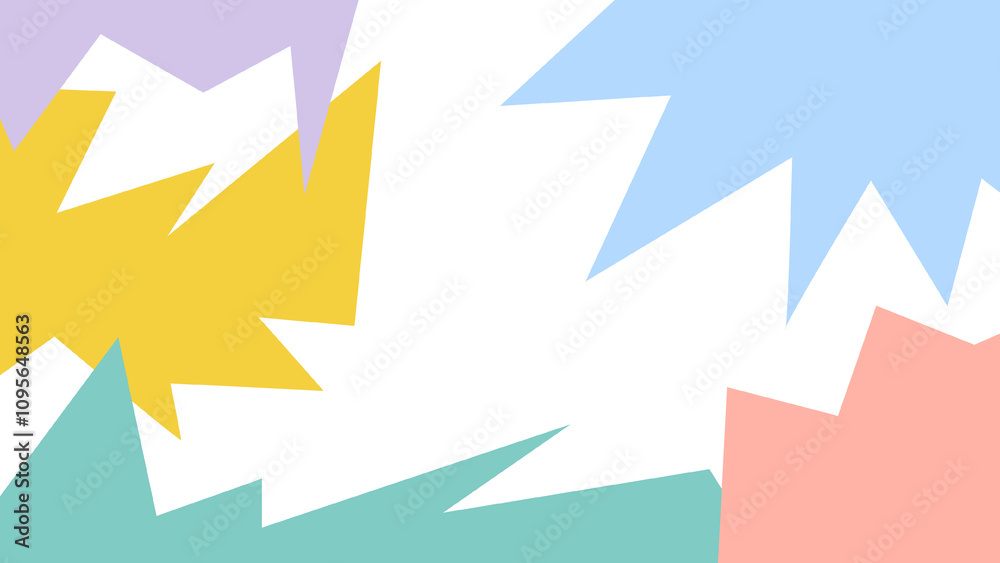 Fototapete A vibrant abstract composition featuring colorful jagged shapes in pastel hues creating an energetic and playful visual effect.
