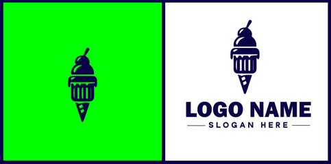 Ice Cream Parlor icon Ice cream shop Ice cream café Gelato parlor flat logo sign symbol editable vector