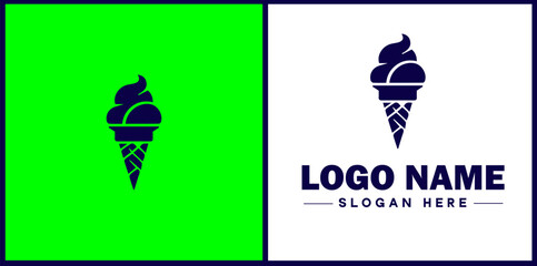 Ice Cream Parlor icon Ice cream shop Ice cream café Gelato parlor flat logo sign symbol editable vector
