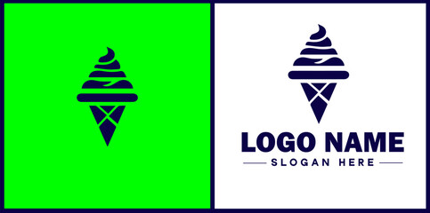 Ice Cream Parlor icon Ice cream shop Ice cream café Gelato parlor flat logo sign symbol editable vector