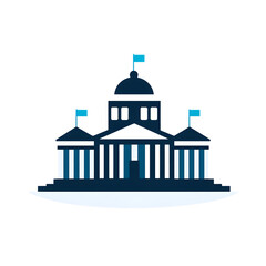 Classic Government Building with Flags and Columns