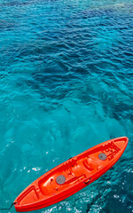 Kayak on clear water