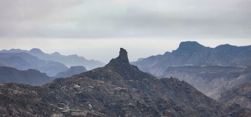 mountains in the fog