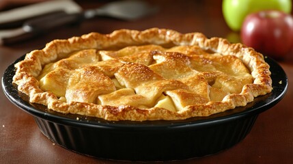 Delicious Homemade Apple Pie with Golden Crust and Fresh Ingredients