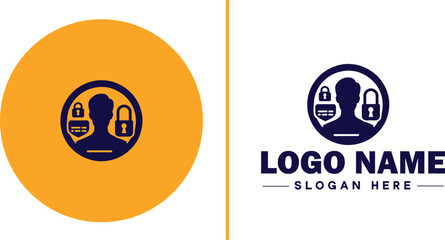 Identity Theft Protection icon Identity theft prevention Identity protection service Identity monitoring service flat logo sign symbol editable vector