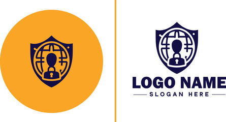 Identity Theft Protection icon Identity theft prevention Identity protection service Identity monitoring service flat logo sign symbol editable vector
