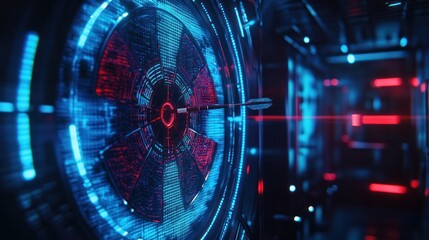 Arrow hitting futuristic target.