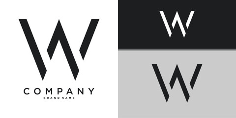 Letter W minimal logo icon design template elements. Premium Vector